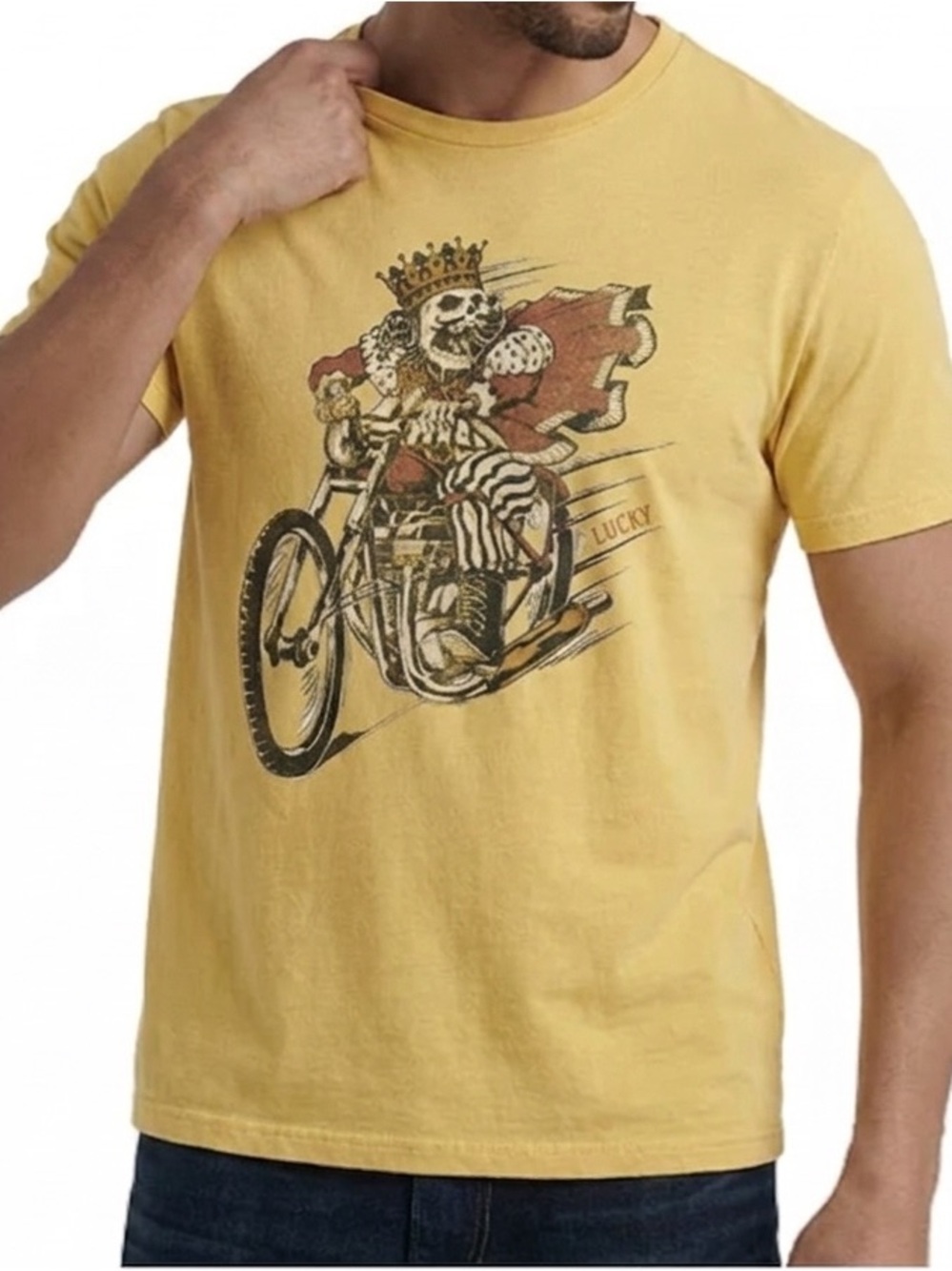 Lucky Brand "Live Fast" Skeleton King Motorcycle Graphic T-Shirt - Size XL - NWT